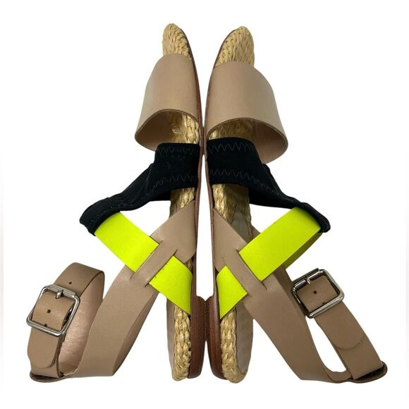 Loeffler Randall Fawn Ankle Strap Sandal Leather Raffia Size 6 - Picture 5 of 10